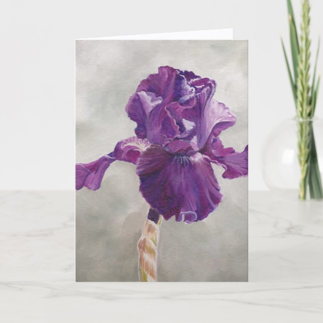 Remerciements Carte de vœux d'art de fleur d'iris pourpre (Devant)