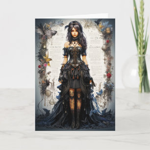 Remerciements Carte de vœux de fille gothique fantastique