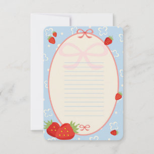 Remerciements Carte de voeux de fraise et ruban de charme