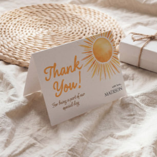 Remerciements Carte de vœux de naissance au soleil à l'aquarelle