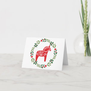 Remerciements Carte de vœux de Noël au cheval Dala scandinave 