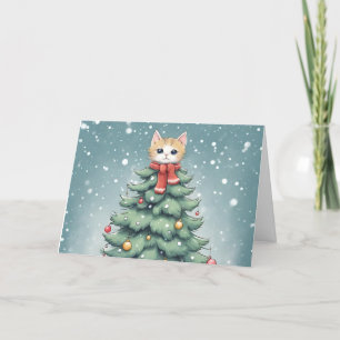 Remerciements Carte de vœux de Noël Chaton Mignon