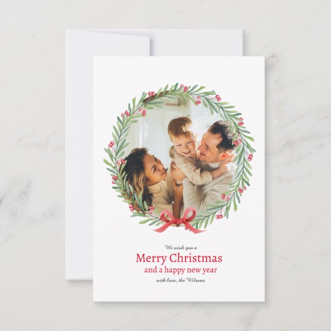 Remerciements Carte de voeux de Noël de Noël avec photo de couro (Devant)