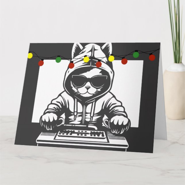REMERCIEMENTS CARTE DE VOEUX DE NOËL DJ CHAT (Devant)