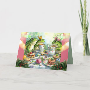 Remerciements Carte de voeux de Noël Frog Tea Party