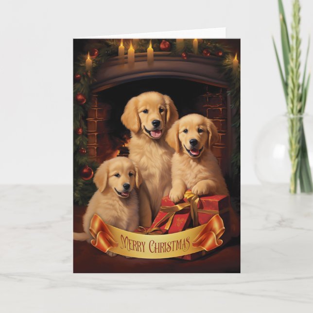 Remerciements Carte de vœux de Noël Golden Retriever (Devant)