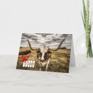 Remerciements Carte de vœux de Noël Longhorn Texas