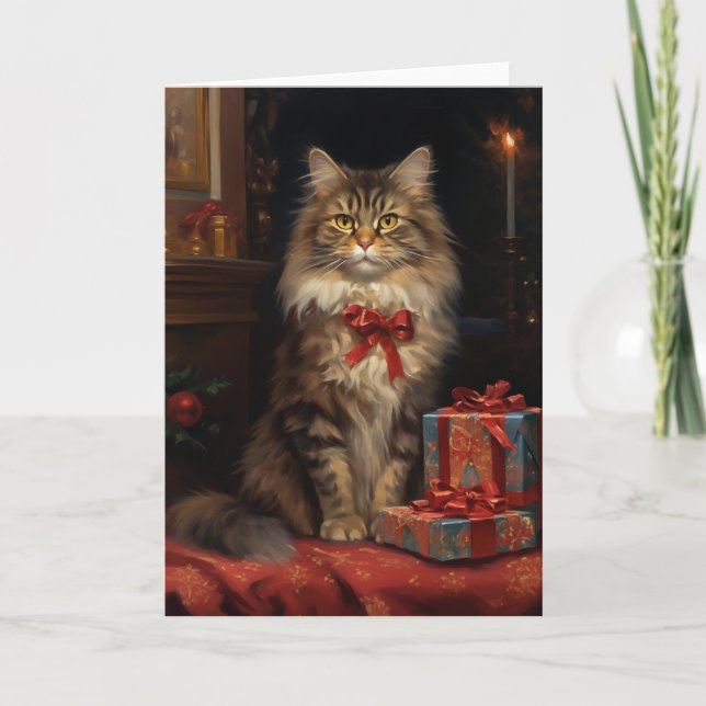 Remerciements Carte de vœux de Noël Maine Coon (Devant)
