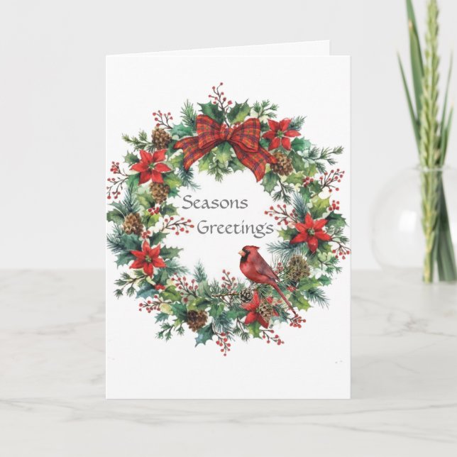 Remerciements Carte de voeux de Noël Oiseau rouge (Devant)