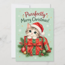 Carte de vœux de Noël pour chat parfaitement joyeu
