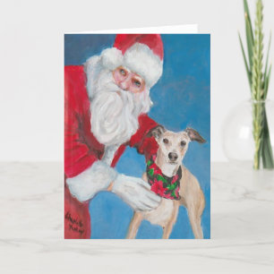 Remerciements Carte de voeux de Noël Whippet et Père Noël Dog Ar