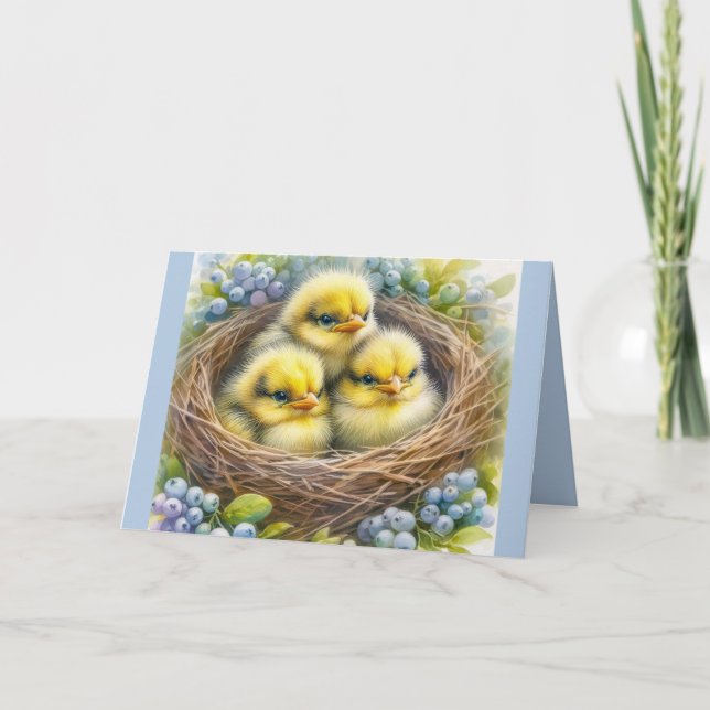 Remerciements Carte de voeux de Pâques Springtime avec bébés pou (Devant)