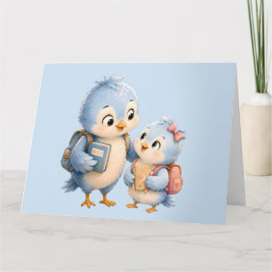 Remerciements Carte de vœux des frères et sœurs d'oiseau bleu mi