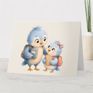 Remerciements Carte de vœux des frères et sœurs oiseaux mignons