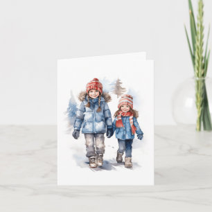 Remerciements Carte de vœux d'hiver pour amis Intérieur vierge