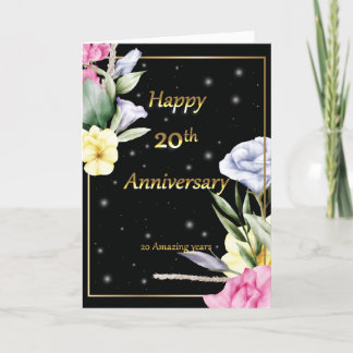 Remerciements Carte de vœux dorée pour les 20 ans de mariage