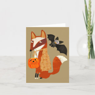 Remerciements Carte de voeux éffrayant Halloween Cute Fox BLANK