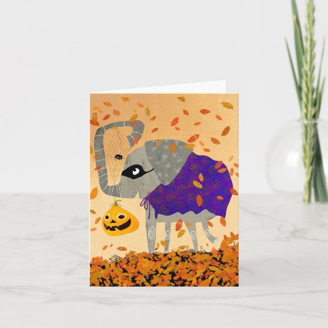 Remerciements Carte de voeux éffrayante Halloween Cute Elephant  (Devant)