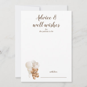 Remerciements Carte de vœux et conseils Ourson pour Baby Shower