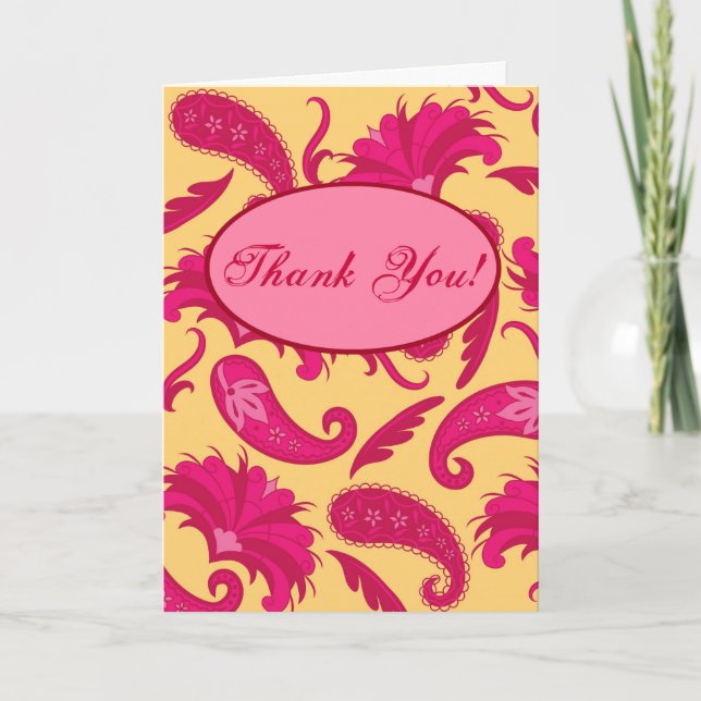 Remerciements Carte de voeux faite sur commande jaune rose (Devant)