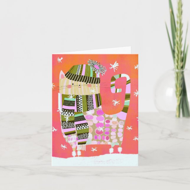 Remerciements Carte de voeux Fancy Winter Cat BLANK (Devant)