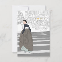 Carte de voeux femme Hanbok moderne