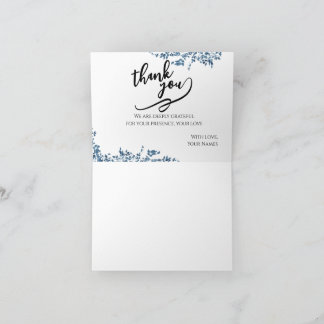 Remerciements Carte de vœux florale bleue élégante