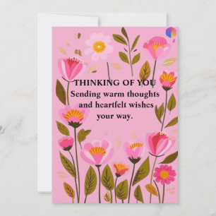 Remerciements Carte de vœux florale Pensées pour toi   Rose Wild