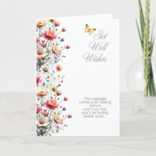 Remerciements Carte de vœux florale pour un prompt rétablissemen