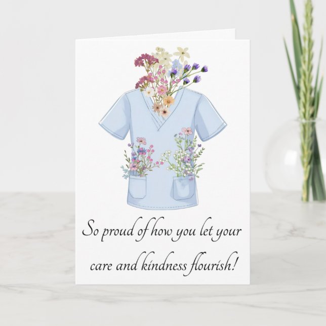 Remerciements Carte de vœux florale Scrub (Devant)