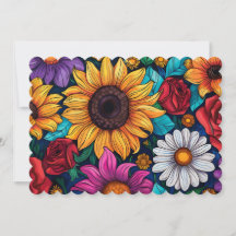 Carte de voeux Flore Vibrant - Fleurs de soleil, R