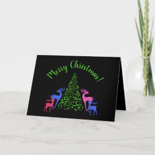 Remerciements Carte de voeux Four Deer & a Merry Christmas Tree
