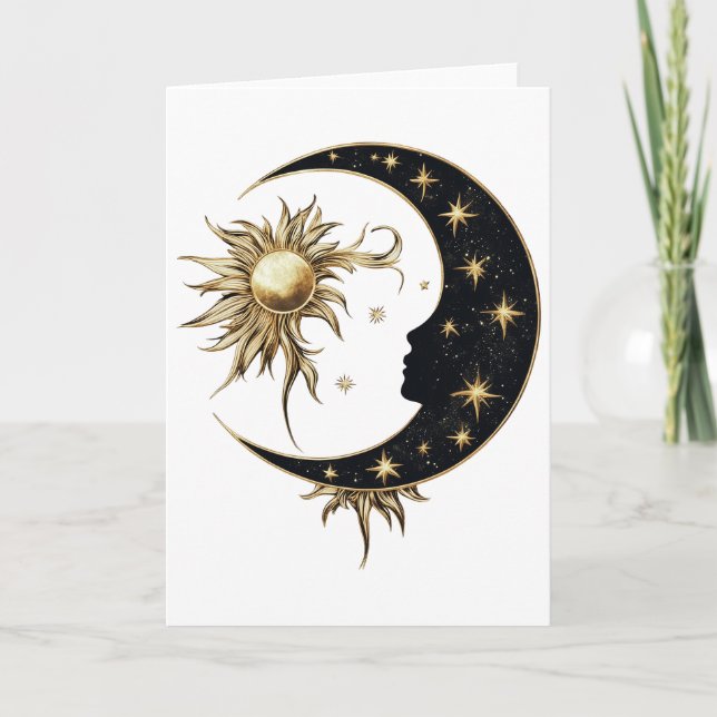 Remerciements Carte de voeux Gold Sun & Moon (Devant)