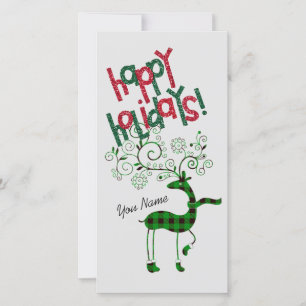 Remerciements Carte de voeux Green Reindeer Flat Christmas