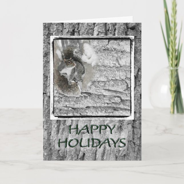 Remerciements Carte de voeux Grey Squirrel Happy Holidays (Devant)