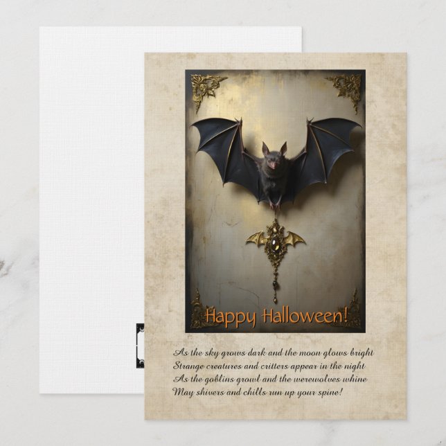 Remerciements Carte de vœux Halloween (Devant / Derrière)