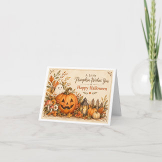 Remerciements Carte de vœux Halloween citrouille automnale aquar