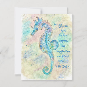 Remerciements Carte de vœux Hippocampe peinture artistique perso