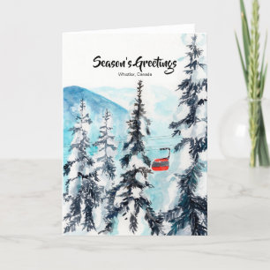 Remerciements Carte de voeux hiver Watercolor avec Montagnes