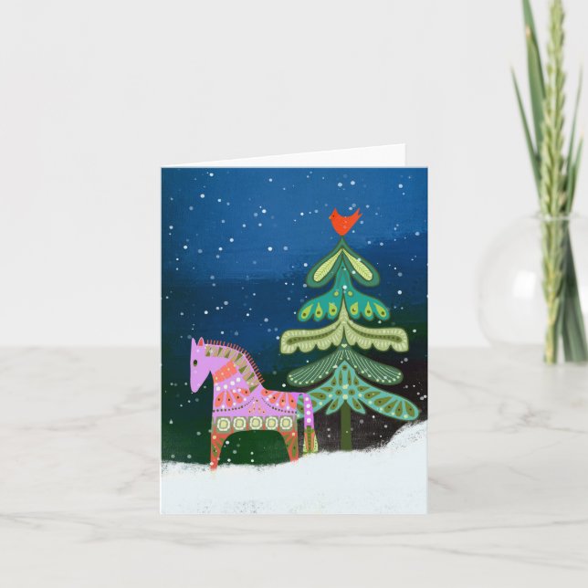 Remerciements Carte de voeux Hygge Winter Horse and Tree BLANK (Devant)