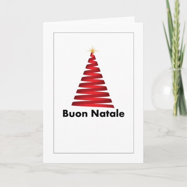 Remerciements Carte de voeux italienne Buon Natale Albero (Devant)