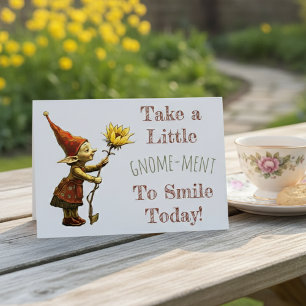 Remerciements Carte de vœux joyeuse avec gnome et tournesol