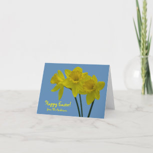 Remerciements Carte de vœux "Joyeuses Pâques" jonquilles jaunes