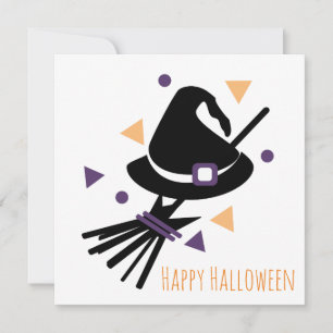 Remerciements Carte de vœux Joyeux Halloween   Balai de sorcière