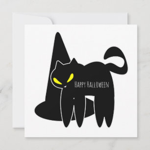 Remerciements Carte de vœux Joyeux Halloween   Chat noir effraya