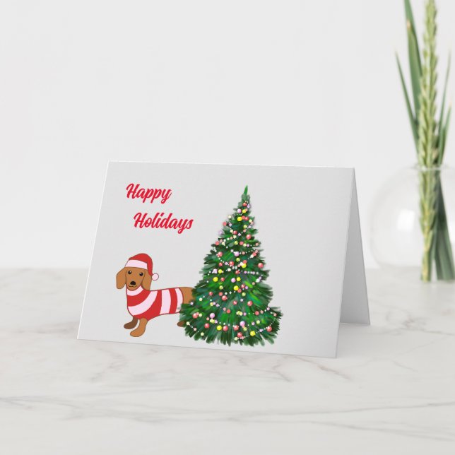 Remerciements Carte de voeux Noël Dachshund (Devant)