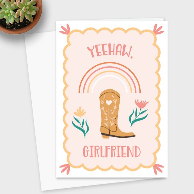 Remerciements Carte de voeux occidentale "Yeehaw, Girlfriend" (Yeehaw Girlfriend Western Greeting Card)
