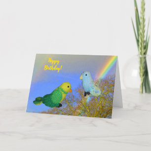 Remerciements Carte de voeux - Oiseaux bleus et verts