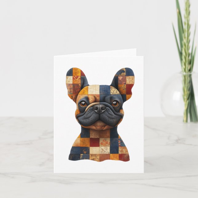 Remerciements Carte de voeux Patchwork French Buldog (Devant)