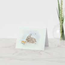 Carte de vœux petite format Âne doux et fleurs sau